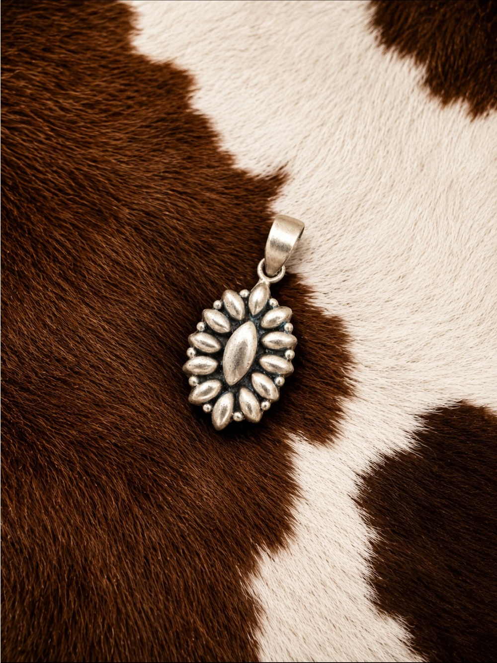 Sterling-Style Silver Floral Pendant Necklace - Silver